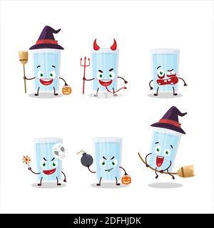 Halloween Ausdruck Emoticons mit Cartoon-Charakter aus Glas Wasser. Vektorgrafik Stock Vektor