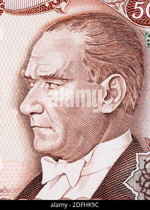 Mustafa Kemal Atatürk ein Porträt aus türkischem Geld Stockfoto