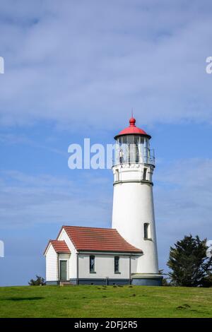 Cape Blanco Lighthouse an der südlichen Küste von Oregon. Stockfoto