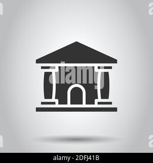 Bank Gebäude Symbol im flachen Stil. Regierung Architektur Vector Illustration auf weißem Hintergrund. Museum außen Geschäftskonzept. Stock Vektor