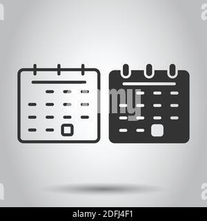 Symbol "Kalender" im flachen Stil. Agenda Vector Illustration auf weißem Hintergrund isoliert. Schedule Planner Business Konzept. Stock Vektor