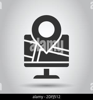 Symbol für die Computernavigation in flacher Ausführung. GPS-Vektorgrafiken auf weißem isoliertem Hintergrund überwachen. Geschäftskonzept für die Lage im Stadtgebiet. Stock Vektor