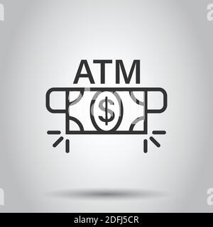 Geld ATM-Symbol im flachen Stil. Exchange cash Vector Illustration auf weißem Hintergrund isoliert. Banknoten bill Geschäftskonzept. Stock Vektor
