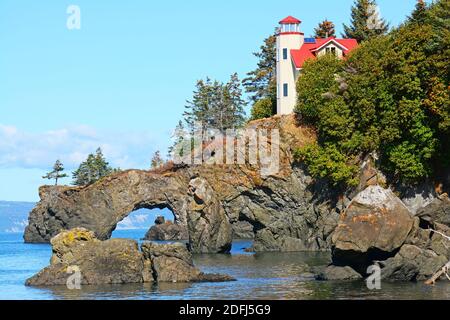 West Ismailof Island Lighthouse (Halibut Cove) USA, Alaska Stockfoto