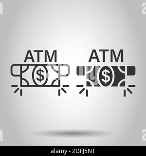 Geld ATM-Symbol im flachen Stil. Exchange cash Vector Illustration auf weißem Hintergrund isoliert. Banknoten bill Geschäftskonzept. Stock Vektor