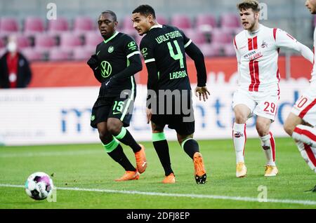 Stadt Köln Köln, Deutschland. 5. Dez, 2020. firo: 05.12.2020 Fußball: Fußball: 1. Bundesliga-Saison 2020/21 FC Köln Köln - VfL Wolfsburg 1: 0 Tor, von links nach rechts Jerome Roussillon, Maxence Lacroix, goalschuetze Jan Thielmann (Köln) Credit: Thorsten Wagner/Witters/POOL/via firoportphoto / usage worldwide/dpa/Alamy Live News Stockfoto