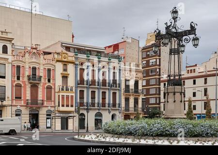 Alte Laterne in Piaca de la Independiencia, Castellon de la Plana, Bundesland Valencia, Spanien, Europa Stockfoto