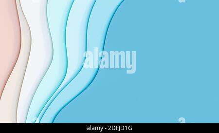 Wellige Linien farbenfroher abstrakter Hintergrund mit neutralen Tönen und mit Kopierraum 3D-Rendering-Illustration. Stockfoto