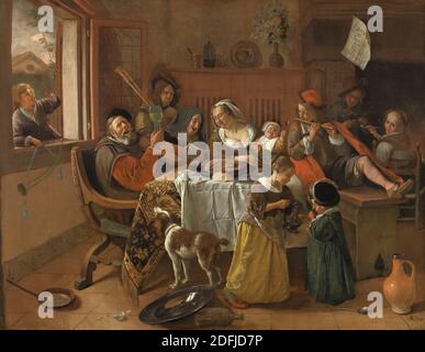 Die Fröhliche Familie, Jan Havicksz Steen, 1668 Stockfoto