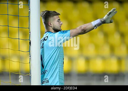 Waasland-Beveren's Nordin Jackers, aufgenommen während eines Fußballmatches zwischen Waasland-Beveren und Royal Excel Mouscron, Samstag, 05. Dezember 2020 in Bever Stockfoto