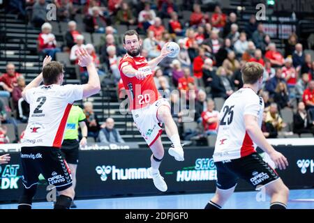 Aalborg, Dänemark. Dezember 2020. Mads Christiansen (20) von Aalborg Handball gesehen in der dänischen Männer Handball League Spiel zwischen Aalborg Handball und Lemvig-Thyboron Handball in Jutlander Bank Arena in Aalborg. (Foto Kredit: Gonzales Foto/Alamy Live News Stockfoto