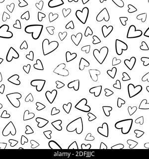 Handgezeichnetes Doodle nahtloses Muster mit Herzen Stock Vektor