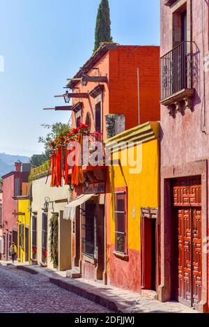 Das historische Zentrum der Kolonialstadt San Miguel de Allende, Guanajuato, Mexiko Stockfoto