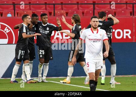 SEVILLA, 05-12-2020. Primera Division Spanische Liga. Liga. Stadion Ramón Sánchez-Pizjuán. Vinicius Jr (Real Madrid) während des Spiels Sevilla FC - Real Madrid. Foto: Juan Jose Ubeda/PROSHOTS. Stockfoto