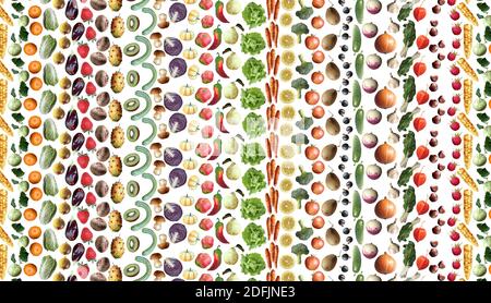 Bunte Bio Obst und Gemüse Muster - Collage Stockfoto
