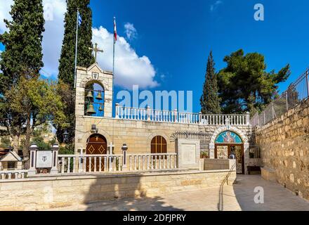 Jerusalem, Israel - 14. Oktober 2017: Heiligtum über der Grotte von Gethsemane neben der Kirche des Grabes der Jungfrau Maria am Ölberg im Kidron-Tal Stockfoto