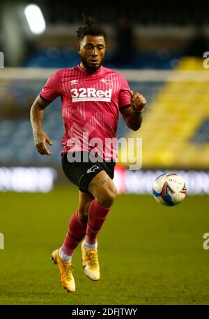 LONDON, Vereinigtes Königreich, DEZEMBER 05: Colin Kazim-Richards von Derby County während der Sky Bet Championship zwischen Millwall und Derby County im Den Stadium, London am 05. Dezember, 2020 Credit: Action Foto Sport/Alamy Live News Stockfoto