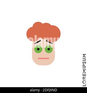 Cute Emoticon Aufkleber Farbe junge, Mann Symbol, Vektor-Illustration. Verlegen Schüchtern Blushing Gesicht Emoticon Symbol Vektor Illustration Stock Vektor