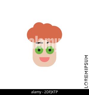 Happy Smile Augen öffnen mit angehoben Augenbraue Emoticon junge, Mann Symbol Vektor Illustration. Color Style. Lächeln Vektor-Symbol, glücklich Symbol. Stil Zeichen für Mob Stock Vektor