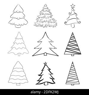 Weihnachten Tannenbaum Symbol Outline Style Stock Vektorgrafik Alamy