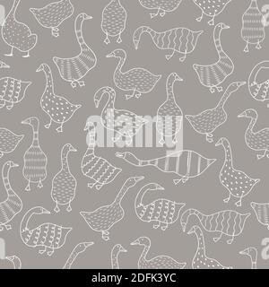 Handgezeichnete Gänse nahtloses Muster. Es kann für die Dekoration der Küche, Design für das Menü, Muster für Textilien, Landwirtschaft Design verwendet werden. Stock Vektor