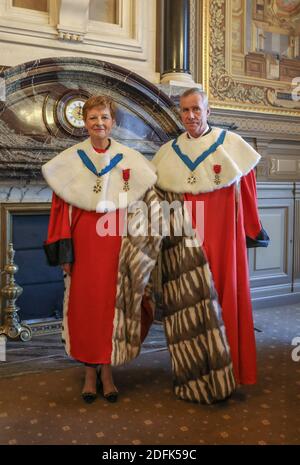 Photo d’Archive datée du 10 janvier 2020 de Chantal Arens, première présidente de la Cour de cassation et François Molins, procureur général de la cour de cassation lors de l'audience de rentrée de la cour de cassation a Paris, Frankreich. Dans une tribune publiée dans « le Monde » le 28 septembre, Chantal Arens, présidente de la Cour de Cassation et François Molins, procureur général près de la Cour de Cassation, S’alarment au sujet de l’enquête administrative ouverte le 18 septembre par le Garde des Sceaux Eric Dupond-Moretti contre trois magistrats du Parquet national financier (PNF). Foto han Stockfoto