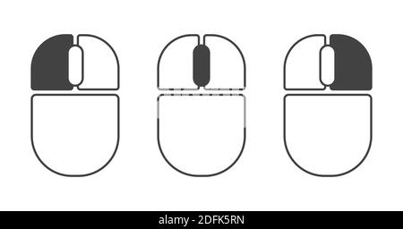 Computer-Maus links und rechts klicken, Scrollrad Umrisssymbole gesetzt Stock Vektor