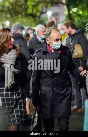 Eric Zemmour bei den Beerdigungen des französischen Autors Denis Tillinac in der Kirche Saint-Francois-Xavier am 02. Oktober 2020 in Paris, Frankreich. Foto von Nasser Berzane/ABACAPRESS.COM Stockfoto