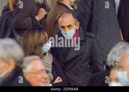 Eric Zemmour bei den Beerdigungen des französischen Autors Denis Tillinac in der Kirche Saint-Francois-Xavier am 02. Oktober 2020 in Paris, Frankreich. Foto von Nasser Berzane/ABACAPRESS.COM Stockfoto