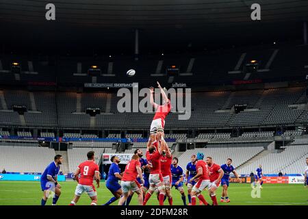 Berühren Sie im leeren Stadion. Das Rugby-Testspiel France gegen Wales wird aufgrund der Wiederaufnahme der Covid-19-Pandemie am 24. Oktober 2020 in Stade de France, Saint Denis, Frankreich, hinter verschlossenen Türen gespielt. Foto von Julien Poupart/ABACAPRESS.COM Stockfoto