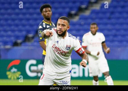 Fußball - Ligue 1 - Lyon vs Monaco - Groupama Stadium, Lyon, Frankreich - 25. Oktober 2020. Olympique Lyonnais Menphis Depay erzielt ihr erstes Tor. Foto von Emmanuel Foudrot/ABACAPRESS.COM Stockfoto