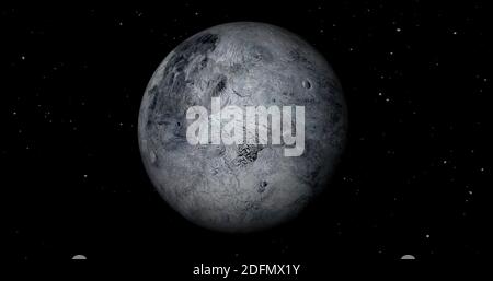 Fiktiver Planet eris. Fotorealistischer 3D-Planet. Stockfoto