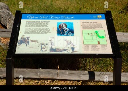 Informationboard im SOD House Ranch, Malheur National Wildlife Refuge, Oregon Stockfoto