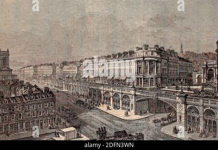 Blick auf die vorgeschlagene Hochebene Straße oder Viadukt von St. Grabeskirche zu Hatton Garden - Blick nach Westen - von F Marrable, in der Ausstellung der Royal Academy Stockfoto