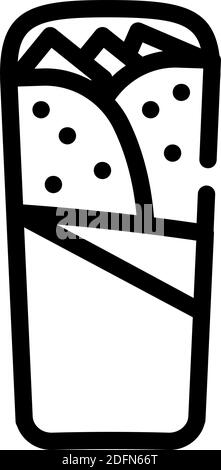 Shawarma, Burrito oder Chimichanga Linie Symbol Vektor Illustration Stock Vektor