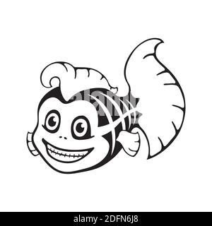 Niedliches Fischskelett. Halloween Vorlage für Druck, Muster. Stock Vektor