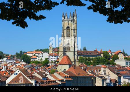 St. Nikolaus Kathedrale, Freiburg, Kanton Freiburg, Schweiz Stockfoto