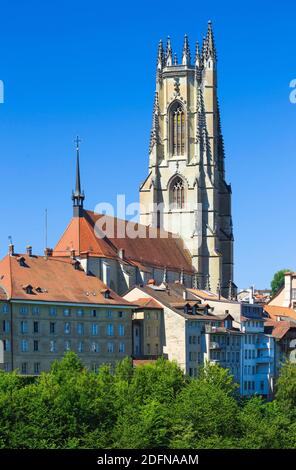 St. Nikolaus Kathedrale, Freiburg, Kanton Freiburg, Schweiz Stockfoto