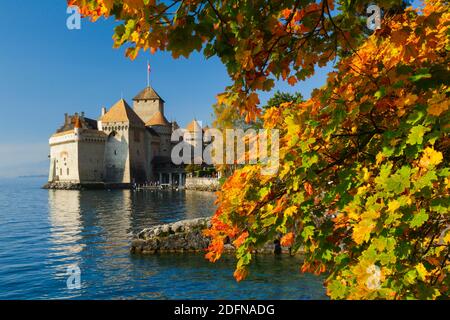 Schloss Chillon, Genfersee, Schweiz Stockfoto