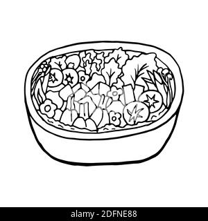 Vektor Hand gezeichnete Doodle Nabe. Japanisches Gericht. Design Skizzenelement für Menü Café, Restaurant, Etikett und Verpackung. Abbildung auf einer weißen BA Stock Vektor