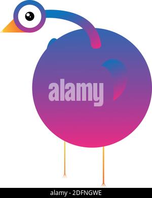 Bird monster character with one eye. Gradient vector illustration isolated on white background. Stock Vektor