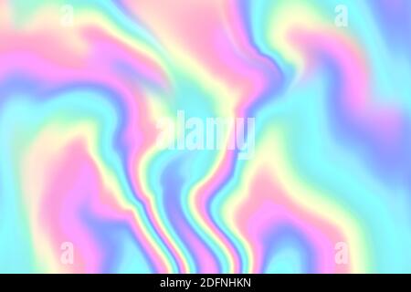 Abstrakter Regenbogen-Hintergrund im Glitch-Stil. Farbenfrohe Textur im Tie-Dye-Stil. Holografische Folienstruktur. Stockfoto