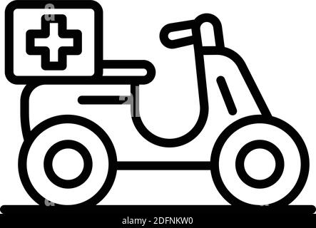 Symbol für Medikamentenabgabe. Umriss Medikamente Lieferung Fahrrad Vektor-Symbol für Web-Design isoliert auf weißem Hintergrund Stock Vektor