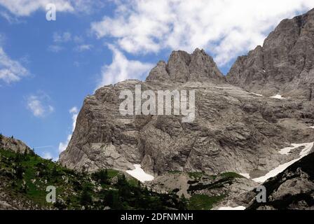 Karnischen Apls, Volaia Pass. Während des Ersten Weltkrieges war es der Schauplatz blutiger Schlachten von italienischen und österreichisch-ungarischen Armeen. Mount Coglians. Stockfoto