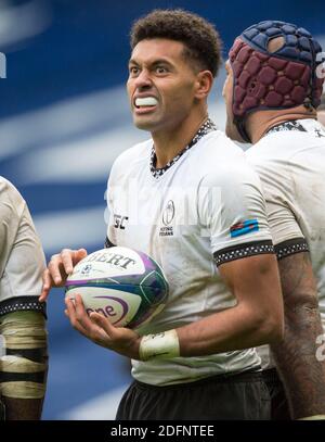 FijiÕÕs Ben Volavola beim Finale des Autumn Nations Cup - Georgia gegen Fiji, BT Murrayfield Stadium, Edinburgh, Schottland, Großbritannien. Dezember 2020. Quelle: Ian Rutherford/Alamy Live News. Stockfoto