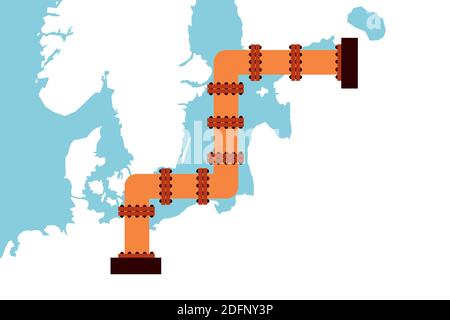 Rohr- und Rohrleitung mit Kraftstoff, Gas und Öl geht von Russland über die Ostsee nach Deutschland. Verteilung der Energie in Europa Stockfoto