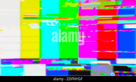 Kein Signalbildschirm im Pixel Art Stil grunge in 80 3D-Rendering des Fernsehbildschirms mit 90 Farbpixeln Stockfoto