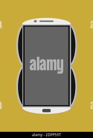 Bild von einer schwarzen und weißen Farbe, Kurvenform, Smartphone-Vektor-Design mit in gelbem Hintergrund. Stock Vektor