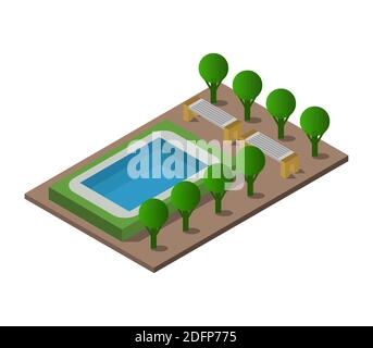 Isometrisches Schwimmen auf EINEM Bockground Vektor-Illustration Stock Vektor