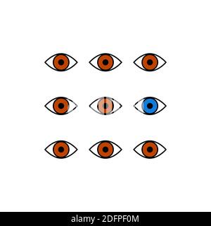 Konzept der einzigartigen Vision, Individualität. Metapher der Differenz Stock Vektor